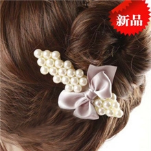 [6197]韩版发饰发卡优雅珍珠发夹蝴蝶结鸭嘴夹头饰批发12g