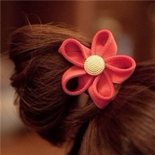 [6252]韩版拉链齿边花朵发圈发绳韩国时尚金扣发绳头花多色选6g