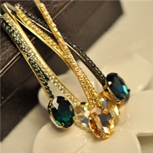 韩国进口发饰品保色单排水钻一字夹椭圆水晶边夹发夹