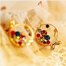 小而美0544韩版小鱼亲吻鱼小丑鱼动物彩钻水钻闪钻可爱耳钉耳环