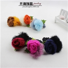 韩国高档进口玫瑰花兔毛发绳地摊热卖厂家直销发饰头饰2元店