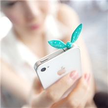 特价质量好甜美可爱果冻色兔耳朵水玉点点造型手机防尘塞6137