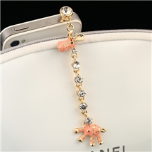 防尘塞iphone韩国进口手机防尘塞批发长颈鹿吊坠耳机塞6537