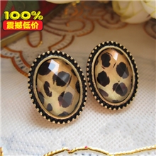 3103欧美外贸饰品批发性感小复古超值椭圆豹纹小耳钉多色可选