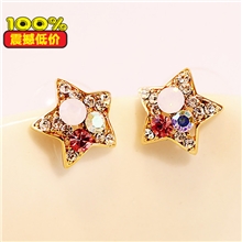 3112思登饰品批发流行镂空镶钻五角星耳钉耳饰