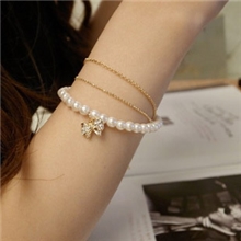 2012新款韩国代购饰品批发代理B0974甜美气质串珠镶钻蝴蝶结手链