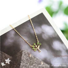 2011新款正品韩国饰品批发代理01860N清新淡雅小树925纯银链项链