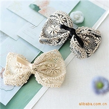 韩国进口饰品HK615蕾丝大蝴蝶结小发夹头饰发饰