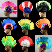 工厂直销朋克鸡冠化装舞会球迷搞怪搞笑彩色蓬松假发假发批发