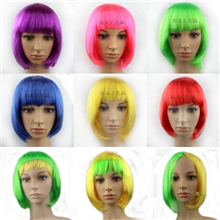 学生发波波头彩色假发化装舞会假发扮靓BOBO