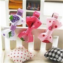 可爱儿童饰品批发织带蝴蝶结草莓头饰