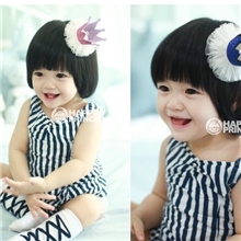 【2元店】韩版立体雪纱皇冠发夹儿童发卡边夹头花头饰发饰品