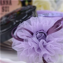 【2元店】儿童头饰饰品紫色幽梦雪纱皮玫瑰发绳发夹发饰批发