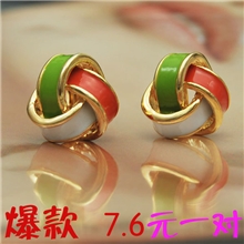 B1275满就包邮韩版糖果滴油耳环无耳洞耳夹18K耳钉批发