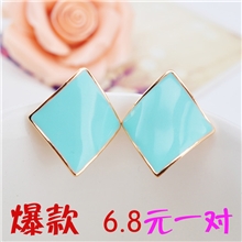 B1366双11货源韩国饰品滴油菱形耳针无耳洞耳夹韩国耳钉批发