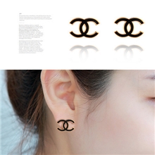 潮女韩版韩国高品质高档滴油小香双CC耳钉防过敏耳环批发800086
