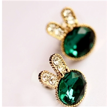 C159韩国韩版饰品2012新款蓝宝石水钻精致兔子耳环耳钉