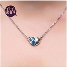 0267韩国简约精致驿动的心女士水晶短款锁骨项链首饰批发