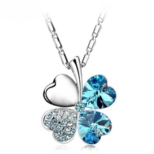 0036饰品批发韩国升级版淘宝热卖镶钻幸福水晶四叶草锁骨项链