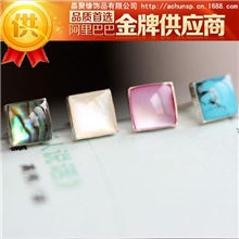 混批【925纯银耳钉】2013年新款/时尚/简约【方形猫眼石松耳钉】