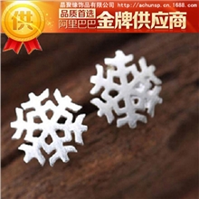 2012新款饰品925纯银耳饰时尚精致拉丝雪花耳钉