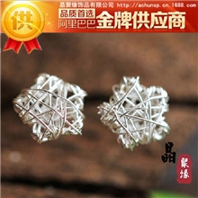 2013新款饰品925纯银耳钉韩式绕丝五角星女式防过敏耳钉