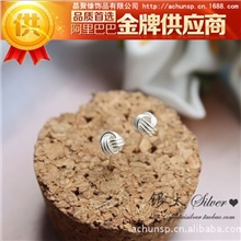 混批925纯银耳饰2013新款饰品批发韩国厂家直销【素线球耳钉】