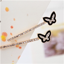 韩版发饰【FB0543】精致一字夹系列镶钻黑色蝴蝶对夹边夹