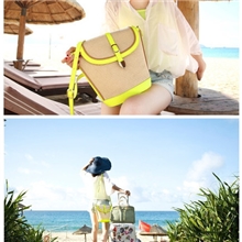 AZA阿札正品余单2013新款潮女包荧光色包包草编包水桶包斜挎包