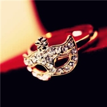 R0024韩国饰品批发波西米亚面具镶钻小花假面戒指指环