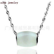 饰品批发925纯银项链猫眼石项链转运珠月光石路路通B01