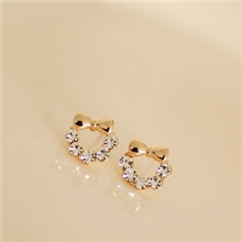 159淘宝货源超精致无敌美小巧别致闪闪水钻蝴蝶结小花环耳钉耳夹