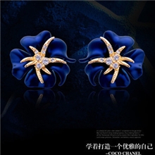 威妮华欧美品牌饰品耳钉女韩国海星夜耳环批发经典蓝色魅惑
