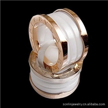 大厂现货批发宝家钛钢太空陶瓷戒指玫瑰金白陶瓷版美号5--11号