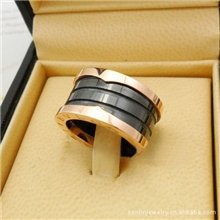 大厂现货批发宝家钛钢太空陶瓷戒指玫瑰金黑陶瓷版美号5--11号