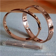 大厂现货批发钛钢真金电镀卡@亚永恒之环螺丝刀手镯玫瑰金无钻版