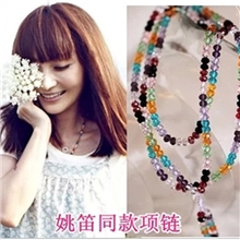 新恋爱时代邓小可姚笛同款项链彩色水晶项链长款女饰品韩版