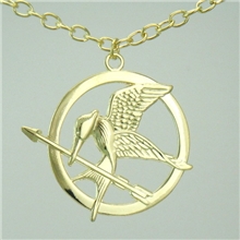 hungergames饥饿游戏嘲笑鸟项链古青铜金色学舌鸟项链