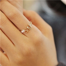 A115韩版流行饰品批发水钻音符螺纹开口可调节戒指指环