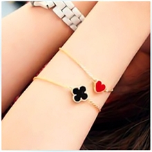 韩版合金手链欧美饰品批发滴油爱心四叶草手链