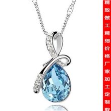 欧美时尚水晶天使之泪水滴吊坠项链锁骨链短款义乌厂家批发