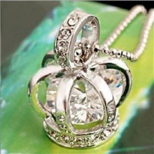 义乌韩版饰品批发时尚十克拉锆石项链满钻皇冠超闪钻毛衣项链