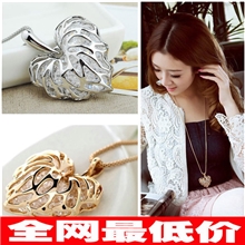 欧美镂空爱心桃心树叶内置闪闪锆石欧美长款项链毛衣链厂家直销