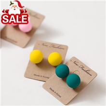 韩国明星饰品D118新款荧光糖果色磨砂圆球耳钉女耳饰批发2元店