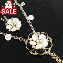 冬云饰品6108韩国多层贝壳山茶花流苏项链女长款毛衣链批发