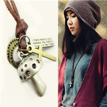 韩版复古牛皮项链批发淘宝热卖韩版百搭古银蘑菇毛衣项链