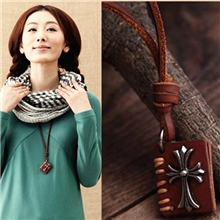 韩版时尚文艺饰品韩版复古牛皮书本十字架毛衣链韩版饰品