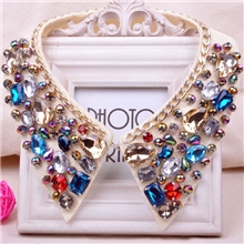 韩国新款vivi杂志欧美风范假领子多彩水钻水晶系带假领子短项链