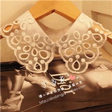 美丽说推荐欧时力款复古刺绣镂空假领子项链衬衣领小尖领批发