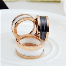 低价批发黑色白色陶瓷戒指玫瑰金戒指钛钢陶瓷戒指宝丽戒指
